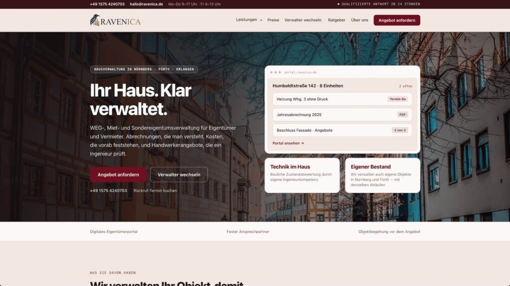 Ravenica Homepage Screenshot